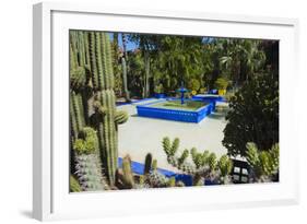 Blue Fountain and Cactus in the Majorelle Gardens (Gardens of Yves Saint-Laurent)-Matthew Williams-Ellis-Framed Photographic Print