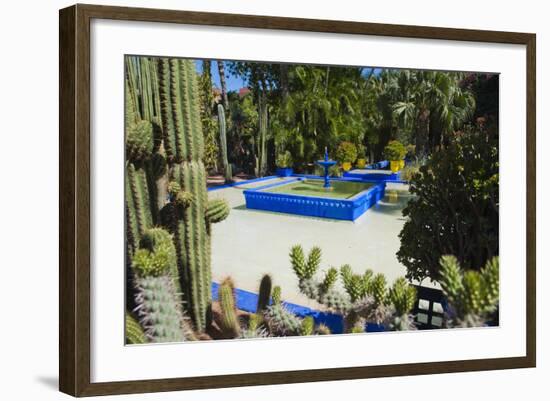 Blue Fountain and Cactus in the Majorelle Gardens (Gardens of Yves Saint-Laurent)-Matthew Williams-Ellis-Framed Photographic Print