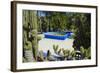 Blue Fountain and Cactus in the Majorelle Gardens (Gardens of Yves Saint-Laurent)-Matthew Williams-Ellis-Framed Photographic Print