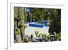 Blue Fountain and Cactus in the Majorelle Gardens (Gardens of Yves Saint-Laurent)-Matthew Williams-Ellis-Framed Photographic Print