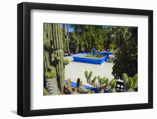 Blue Fountain and Cactus in the Majorelle Gardens (Gardens of Yves Saint-Laurent)-Matthew Williams-Ellis-Framed Photographic Print