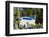 Blue Fountain and Cactus in the Majorelle Gardens (Gardens of Yves Saint-Laurent)-Matthew Williams-Ellis-Framed Photographic Print