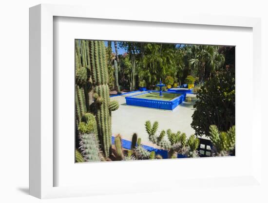 Blue Fountain and Cactus in the Majorelle Gardens (Gardens of Yves Saint-Laurent)-Matthew Williams-Ellis-Framed Photographic Print