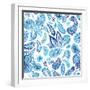 Blue Fresh Indian Vector Pattern-kisika-Framed Art Print