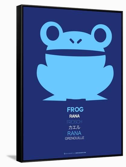 Blue Frog Multilingual Poster-NaxArt-Framed Stretched Canvas