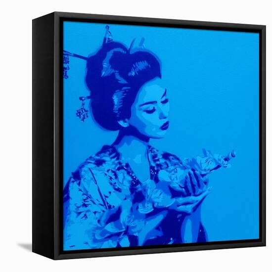 Blue Geisha-Abstract Graffiti-Framed Stretched Canvas