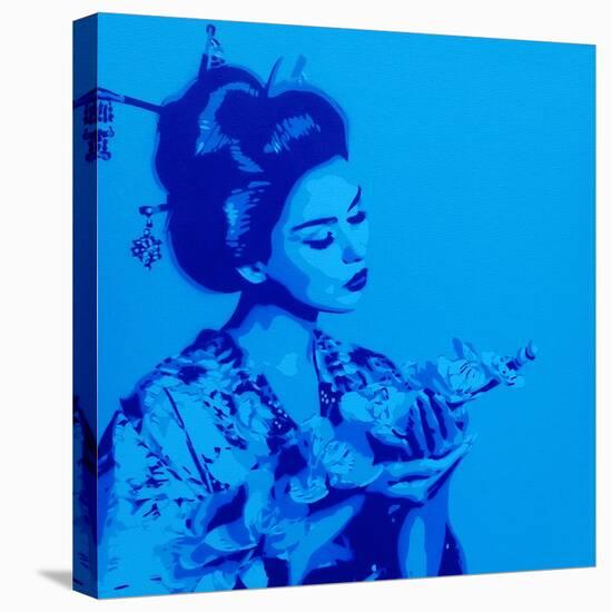 Blue Geisha-Abstract Graffiti-Stretched Canvas