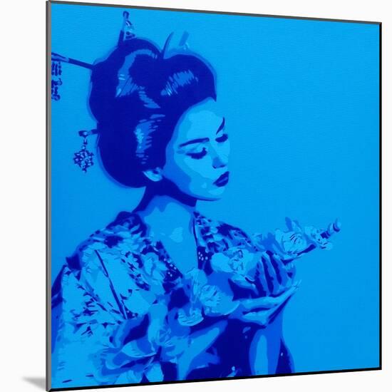 Blue Geisha-Abstract Graffiti-Mounted Giclee Print