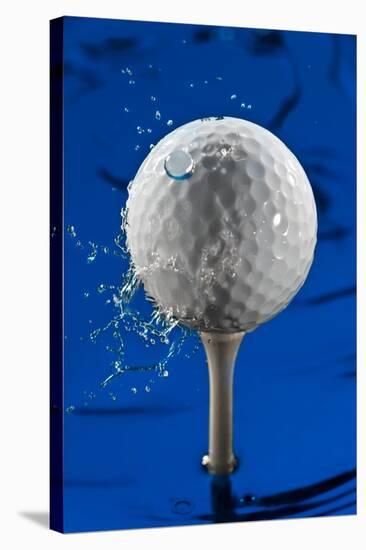 Blue Golf Ball Splash-Steve Gadomski-Stretched Canvas