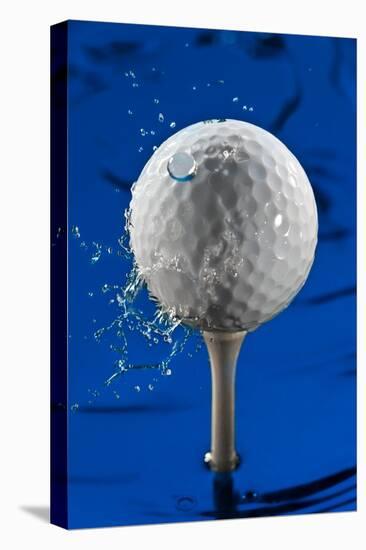 Blue Golf Ball Splash-Steve Gadomski-Stretched Canvas