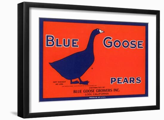 Blue Goose Pear Label-null-Framed Art Print