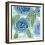 Blue Green Roses I-Beverly Dyer-Framed Art Print