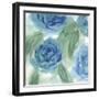 Blue Green Roses I-Beverly Dyer-Framed Art Print