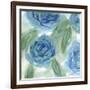 Blue Green Roses I-Beverly Dyer-Framed Art Print