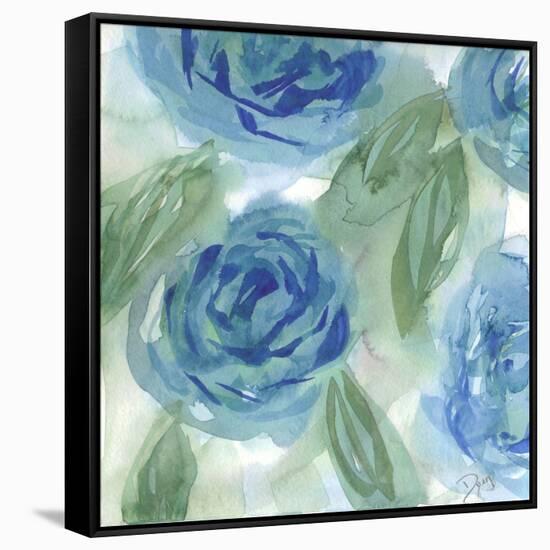 Blue Green Roses I-Beverly Dyer-Framed Stretched Canvas