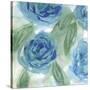 Blue Green Roses I-Beverly Dyer-Stretched Canvas