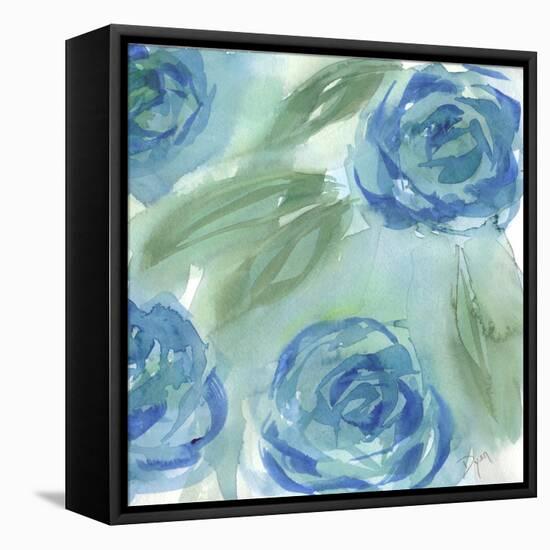 Blue Green Roses II-Beverly Dyer-Framed Stretched Canvas