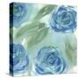 Blue Green Roses II-Beverly Dyer-Stretched Canvas