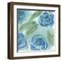 Blue Green Roses II-Beverly Dyer-Framed Art Print