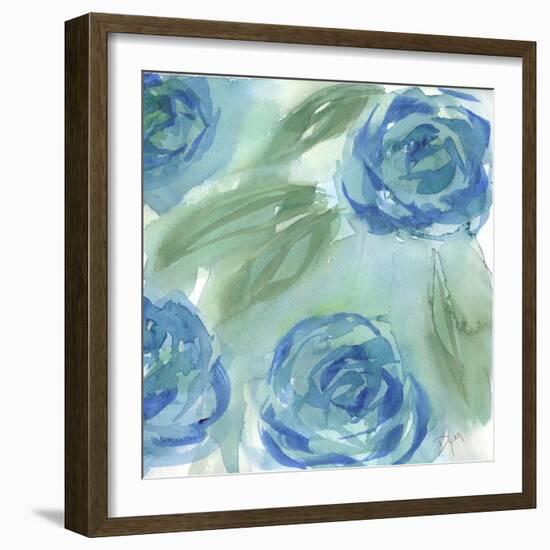 Blue Green Roses II-Beverly Dyer-Framed Art Print
