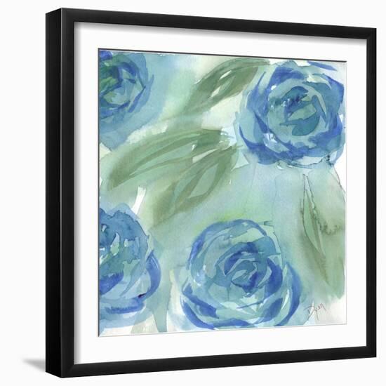 Blue Green Roses II-Beverly Dyer-Framed Art Print