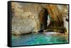 Blue Grotto Caves-Diana Mower-Framed Stretched Canvas