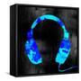 Blue Headphones-GI ArtLab-Framed Stretched Canvas