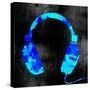 Blue Headphones-GI ArtLab-Stretched Canvas