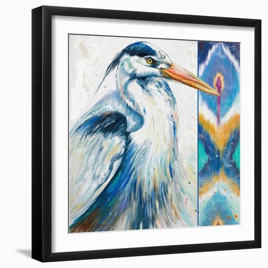 Blue Heron Ikat I-Patricia Pinto-Framed Art Print