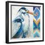 Blue Heron Ikat I-Patricia Pinto-Framed Art Print