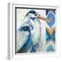 Blue Heron Ikat I-Patricia Pinto-Framed Art Print