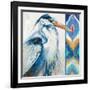 Blue Heron Ikat I-Patricia Pinto-Framed Art Print