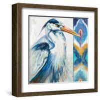 Blue Heron Ikat I-Patricia Pinto-Framed Art Print