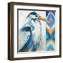 Blue Heron Ikat I-Patricia Pinto-Framed Art Print