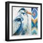 Blue Heron Ikat I-Patricia Pinto-Framed Art Print