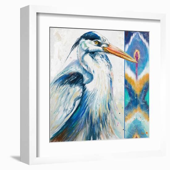 Blue Heron Ikat I-Patricia Pinto-Framed Art Print