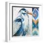 Blue Heron Ikat I-Patricia Pinto-Framed Art Print