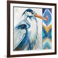 Blue Heron Ikat I-Patricia Pinto-Framed Art Print