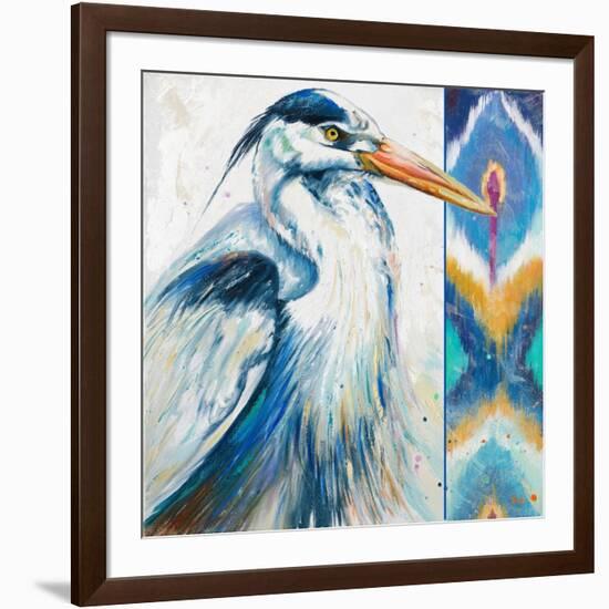 Blue Heron Ikat I-Patricia Pinto-Framed Art Print