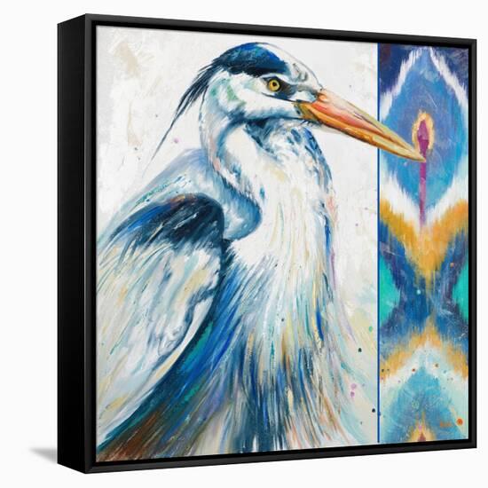 Blue Heron Ikat I-Patricia Pinto-Framed Stretched Canvas