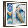 Blue Heron Ikat II-Patricia Pinto-Framed Art Print