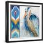 Blue Heron Ikat II-Patricia Pinto-Framed Art Print