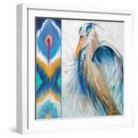 Blue Heron Ikat II-Patricia Pinto-Framed Art Print