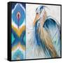 Blue Heron Ikat II-Patricia Pinto-Framed Stretched Canvas