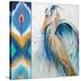 Blue Heron Ikat II-Patricia Pinto-Stretched Canvas