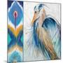 Blue Heron Ikat II-Patricia Pinto-Mounted Art Print