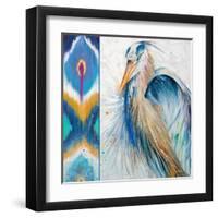 Blue Heron Ikat II-Patricia Pinto-Framed Art Print