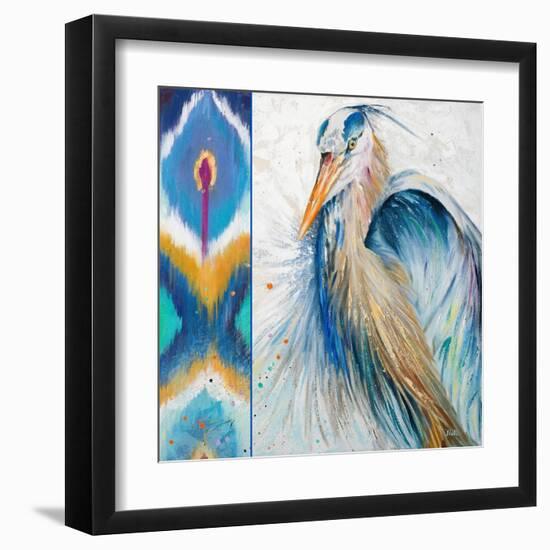 Blue Heron Ikat II-Patricia Pinto-Framed Art Print