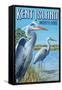 Blue Heron - Kent Island, Maryland-Lantern Press-Framed Stretched Canvas