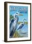 Blue Heron - Kent Island, Maryland-Lantern Press-Framed Art Print